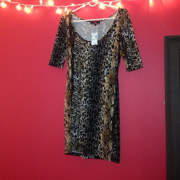 Animal print quarter sleeve dress.