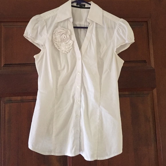 Express button down short sleeved blouse