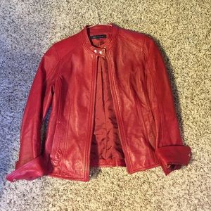 Red leather jacket