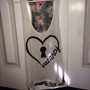 White vacancy tank top