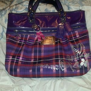 Purple coach poppy tote purse