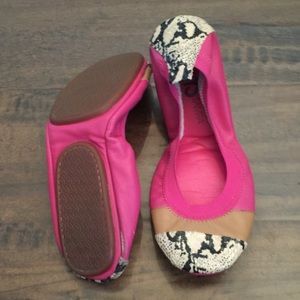 Pink snakeskin ballet flats