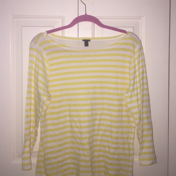 J. Crew 3/4 sleeve yellow and white striped shirt