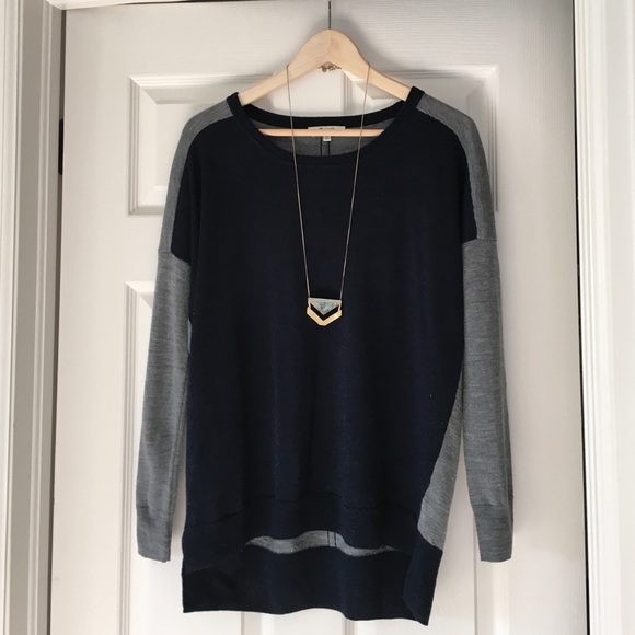 Madewell Colorblock Sweater in Navy & Grey