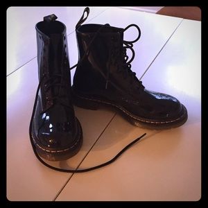 Dr Martens AirWair shoes. Black patent.