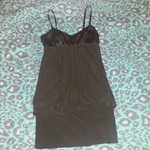 Brown spaghetti strap dress.