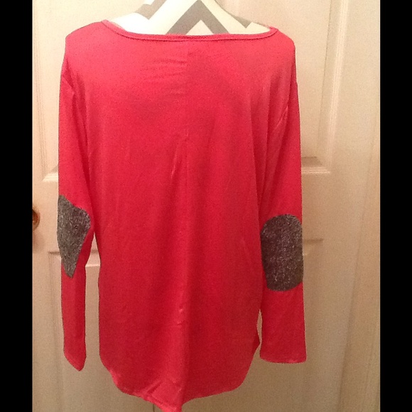 NWOT Beautiful grey top with glitter elbow patches - Picture 2 of 3
