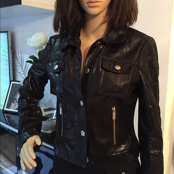 Bebe natural leather jacket size M, black color