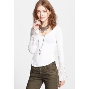 NWT Free People Juliet Lace Cuff Thermal Top - M
