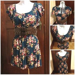 Floral Sundress w/ Open Back & Cap Sleeves