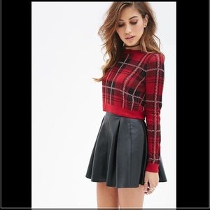 High waist leather mini skirt