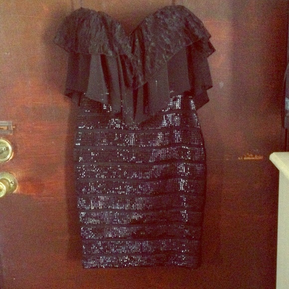 Strapless sequin dress