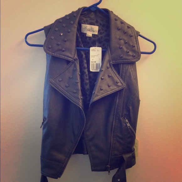 Studded Moto vest small faux leather