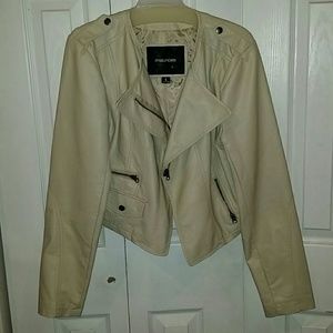 Faux leather jacket.