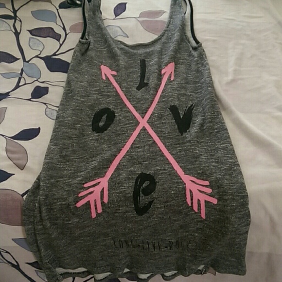 Stradivarius size small dark grey tank with love