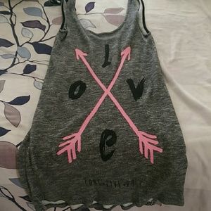 Stradivarius size small dark grey tank with love