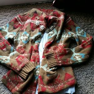 Extremely thick woven tribal cardigan