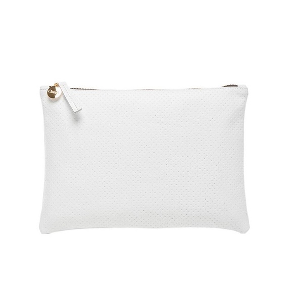 Clare Vivier Perforated White Leather Clutch