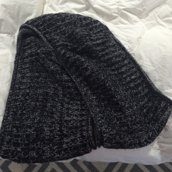 Grey and White Knit Infinity Scarf