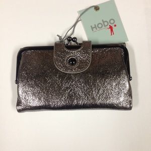 New Hobo Alice Platinum Silver Leather Wallet