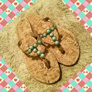 Jeweled Cork Sandals