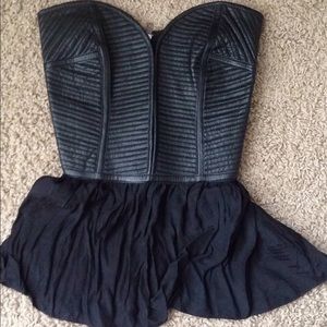 Parker leather and silk bustier top