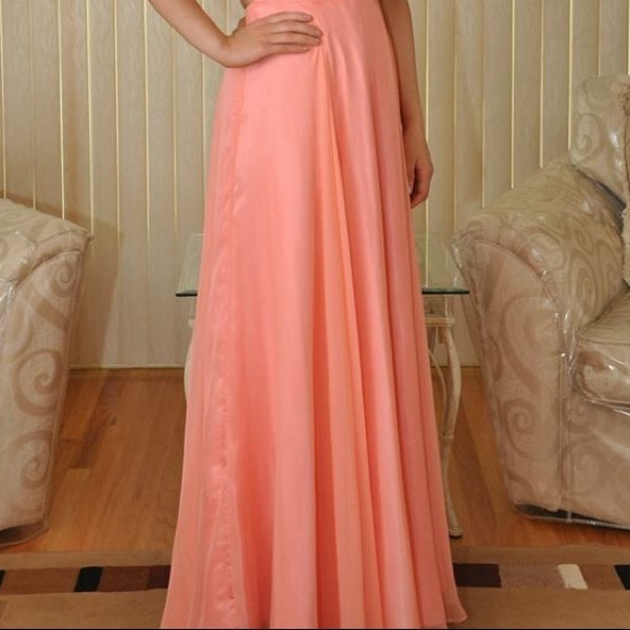 Coral One Strap Prom Dress - Picture 4 of 4