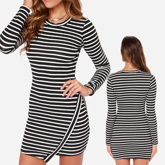 Stripped Asymmetrical Dress