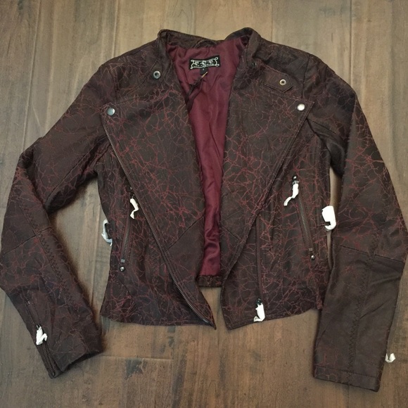 Genuine leather cropped Moto jacket - Picture 1 of 4