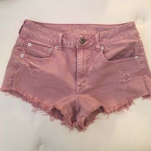 pink denim shorts