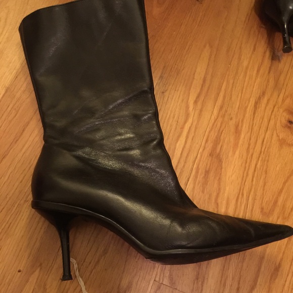 Aldo leather heel pointy ankle boots