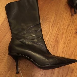 Aldo leather heel pointy ankle boots