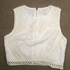 Knit white crop top from F21