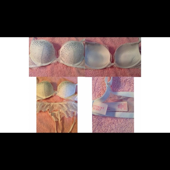 32B Victoria Secret White Bra and Garter