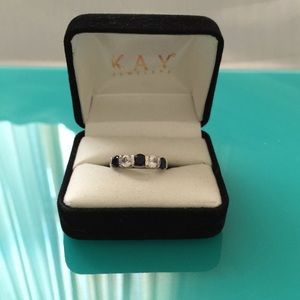 White and blue sapphire ring