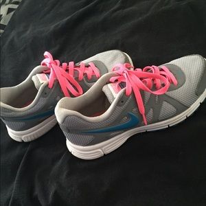 Grey n pink running shoes