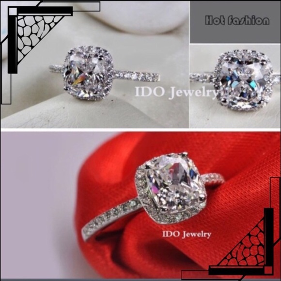 $15 Sale!  925 Sterling Silver Halo CZ Sizes 5-9 - Picture 2 of 8
