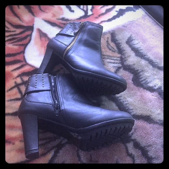 Black stud booties