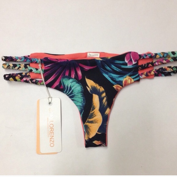 San Lorenzo tropical print thong bikini bottom