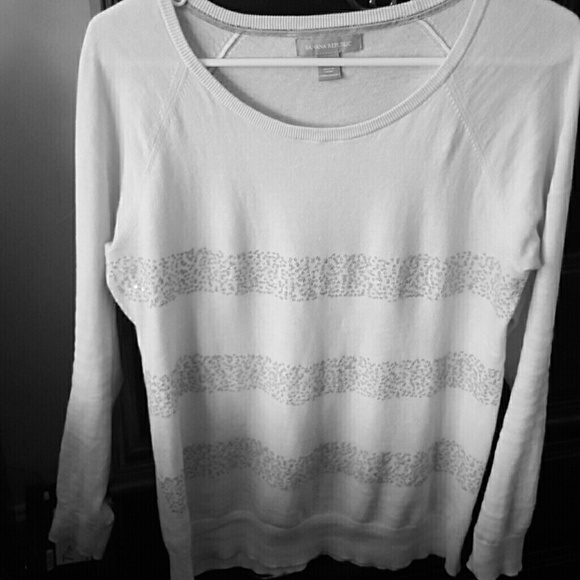 Banana republic white sparkling stripe sweater - Picture 1 of 3