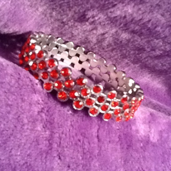 Orange Rhinestone Studded Bangle Bracelet