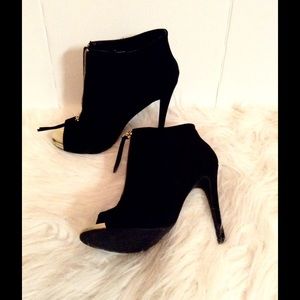 Black/ Gold Open Toe Booties