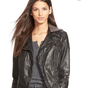 Free people leather jacket with hood