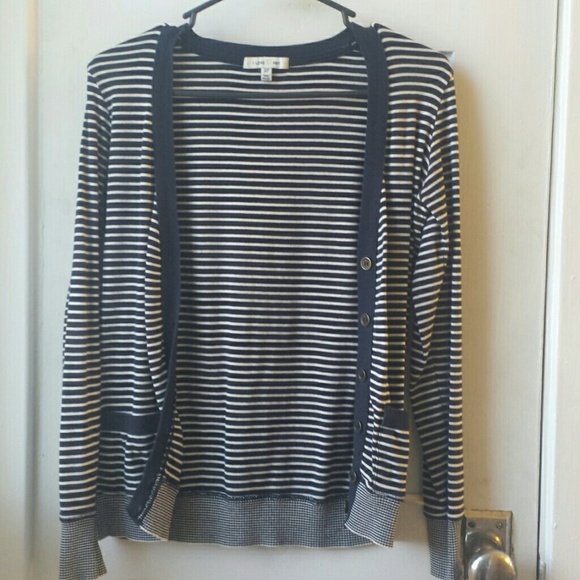 Navy and white striped cardigan - Picture 1 of 4