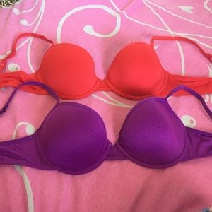 Red and purple bras