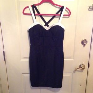 Black dress with white straps