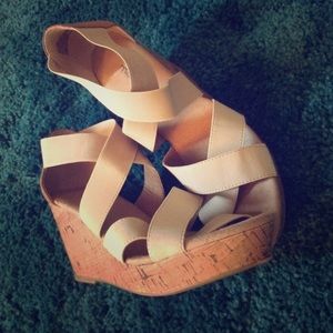 New! Tan 3.5" Wedge Heels
