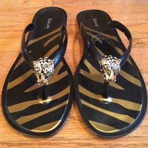 Black & Gold Flip Flop Sandals