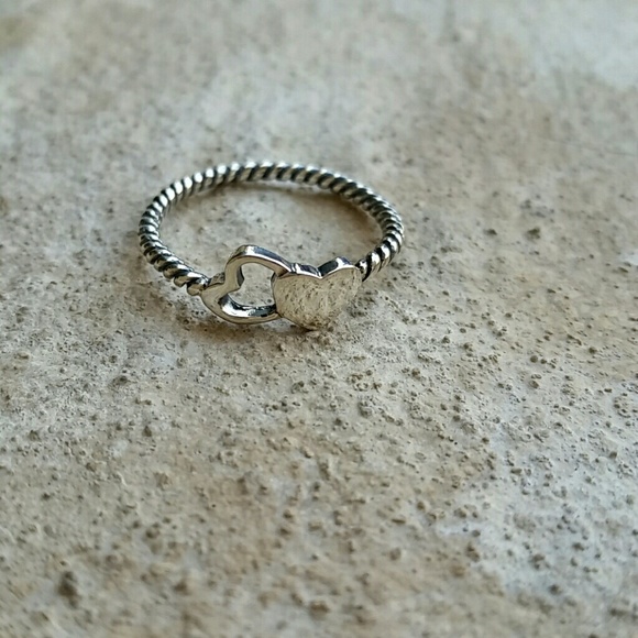 New sterling silver dual hearts ring 6, 6.5, 7, 8