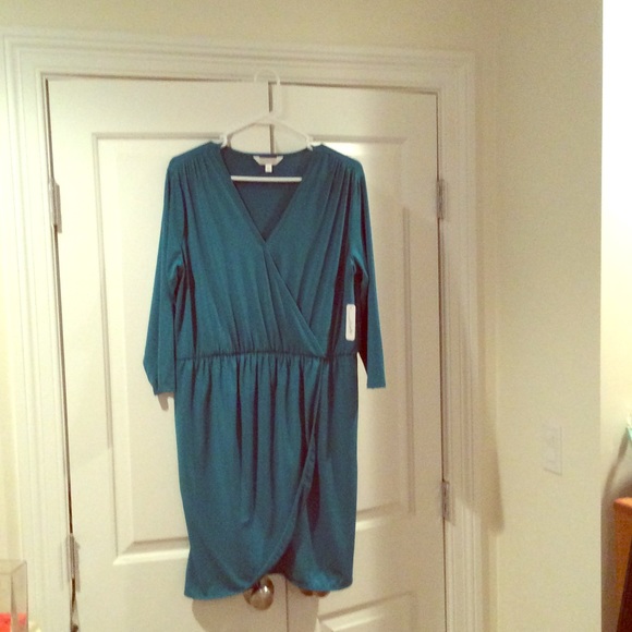 Teal Green Sleeved Wrap Dress